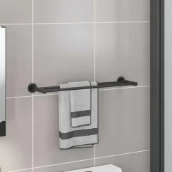 Accessoires De Salle De Bain-vidaXL Porte-serviettes Noir 61 x 14,5 x 5 cm Acier inoxydable