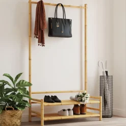 Produits Ménagers-vidaXL Porte-vêtement avec étagères 103x40x183 cm bambou