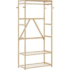 vidaXL Porte-vêtement avec étagères 80x40x175 cm bambou