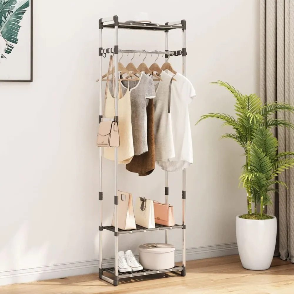 vidaXL Porte-vêtements à 3 niveaux Argenté 59x29x192 cm Aluminium