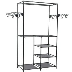 Produits Ménagers-vidaXL Porte-vêtements Acier et tissu non-tissé 87x44x158 cm Noir