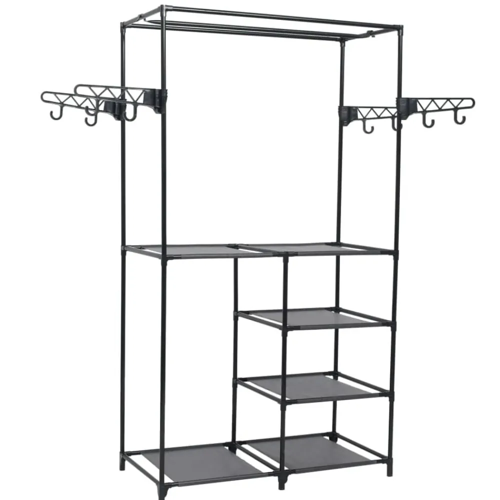 Produits Ménagers-vidaXL Porte-vêtements Acier et tissu non-tissé 87x44x158 cm Noir
