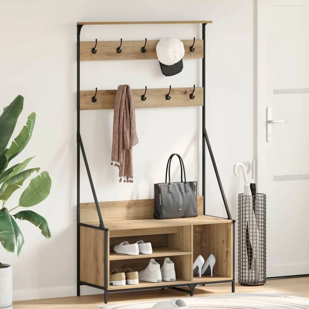 vidaXL Porte-vêtements avec étagère Chêne artisanal 100 x 41 x 184 cm