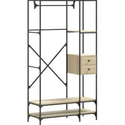 vidaXL Porte-vêtements avec étagères chêne sonoma bois d'ingénierie