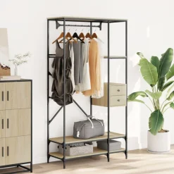 vidaXL Porte-vêtements avec étagères chêne sonoma bois d'ingénierie