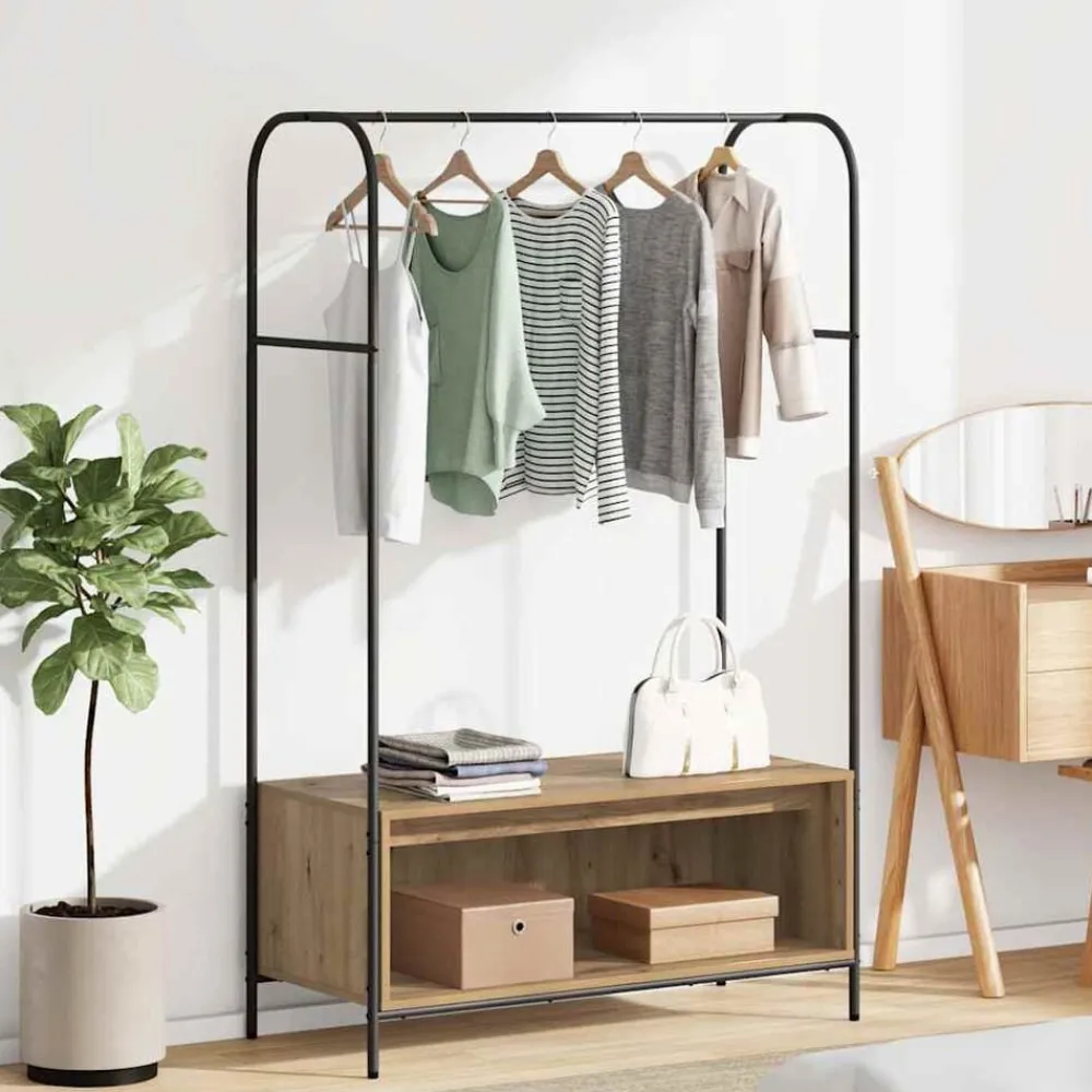 vidaXL Porte-vêtements Chêne brun 100 x 44 x 160 cm Bois d'ingénierie