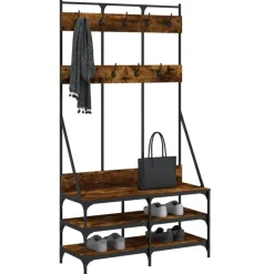 vidaXL Porte-vêtements et rangement des chaussures chêne fumé