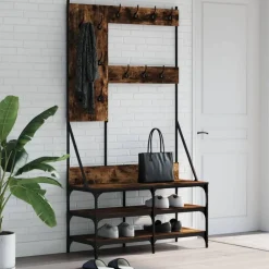 vidaXL Porte-vêtements et rangement des chaussures chêne fumé