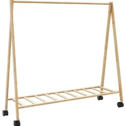 Produits Ménagers-vidaXL Porte-vêtements et étagères et roulettes 106x34x106,5cm bambou