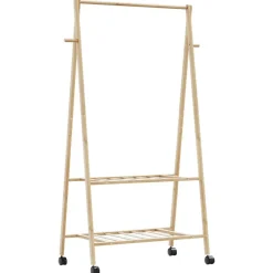 Produits Ménagers-vidaXL Porte-vêtements et étagères et roulettes 96x45,5x155,5cm bambou