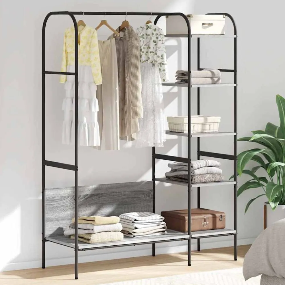 vidaXL Porte-vêtements Gris 120 x 44 x 160 cm Bois d'ingénierie