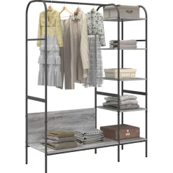 vidaXL Porte-vêtements Gris 120 x 44 x 160 cm Bois d'ingénierie