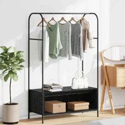 Produits Ménagers-vidaXL Porte-vêtements Noir 100 x 44 x 160 cm Bois d'ingénierie Ch&ecirc;ne noir
