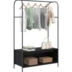 Produits Ménagers-vidaXL Porte-vêtements Noir 100 x 44 x 160 cm Bois d'ingénierie Ch&ecirc;ne noir
