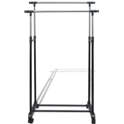 Produits Ménagers-vidaXL Port-manteau réglable 4 roulettes 2 rails d'accrochage