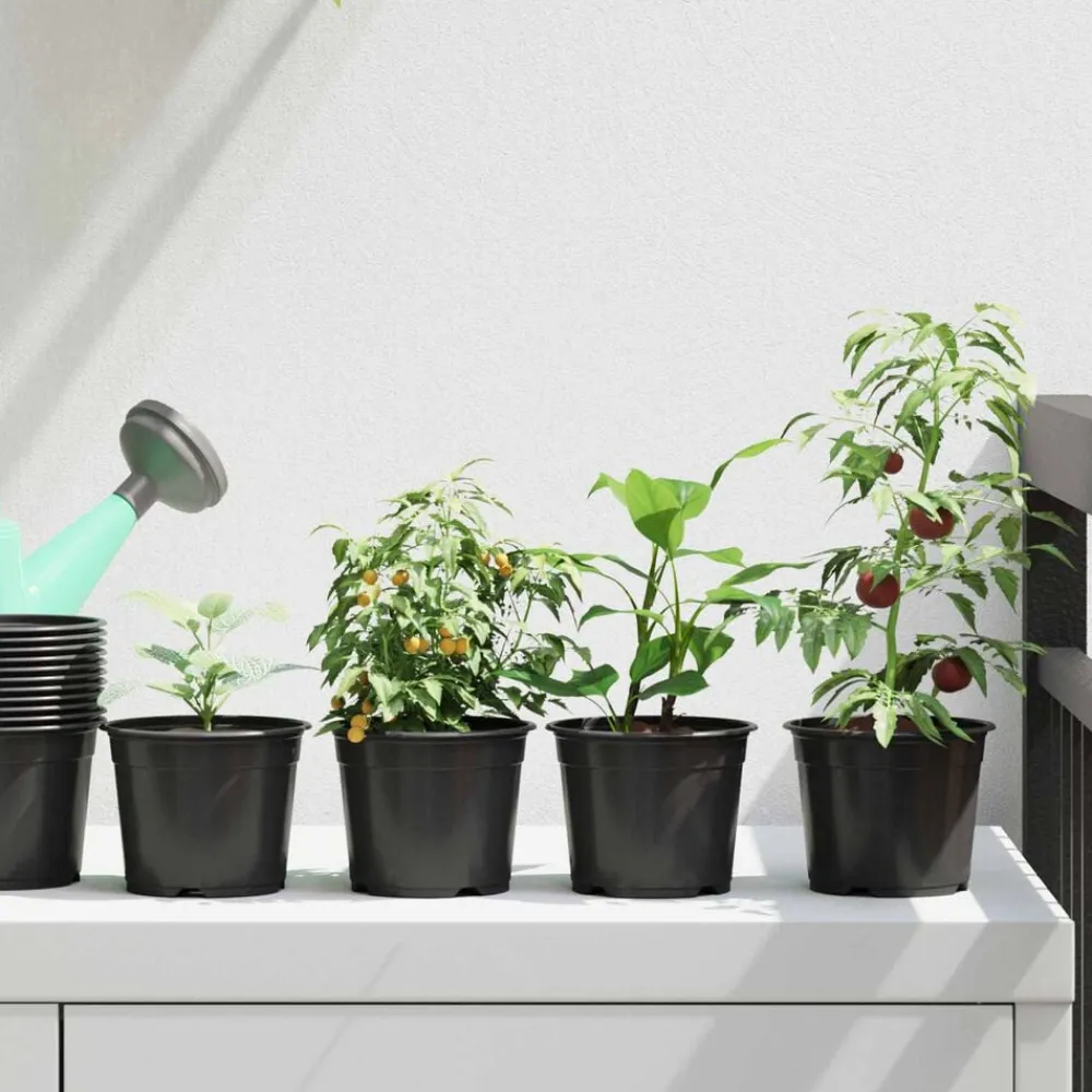Pelouses & Jardins-vidaXL Pot à fleurs 50 pcs Ø 15 x 12,5 cm Plastique Noir