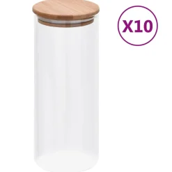 vidaXL Pot en Verre 10 pcs Transparent 8,5 x 8,5 x 21,5 cm Verre