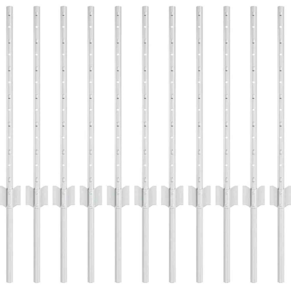 Clôtures & Barrières-vidaXL Poteau de clôture. 11 pcs Argenté 60 cm Acier Acier galvanisé/argent