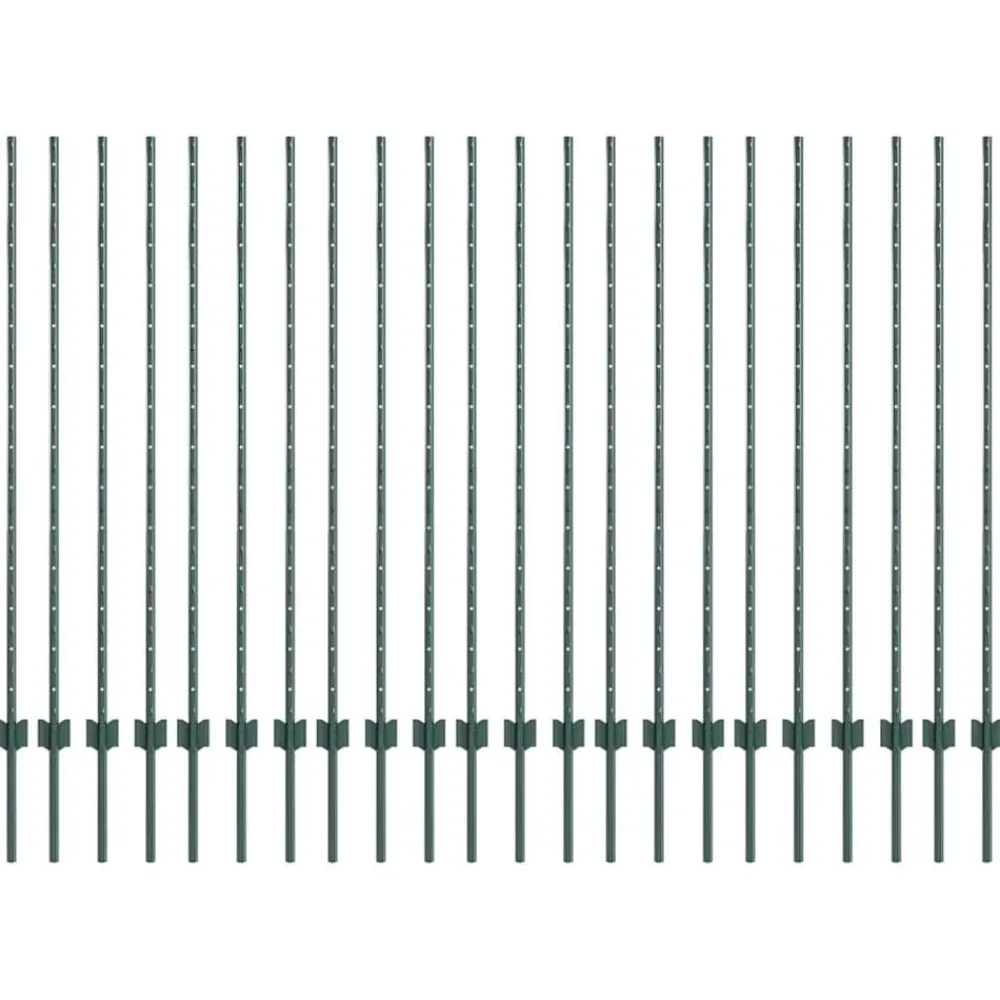 vidaXL Poteau de clôture. 22 pcs Vert 180 cm Acier