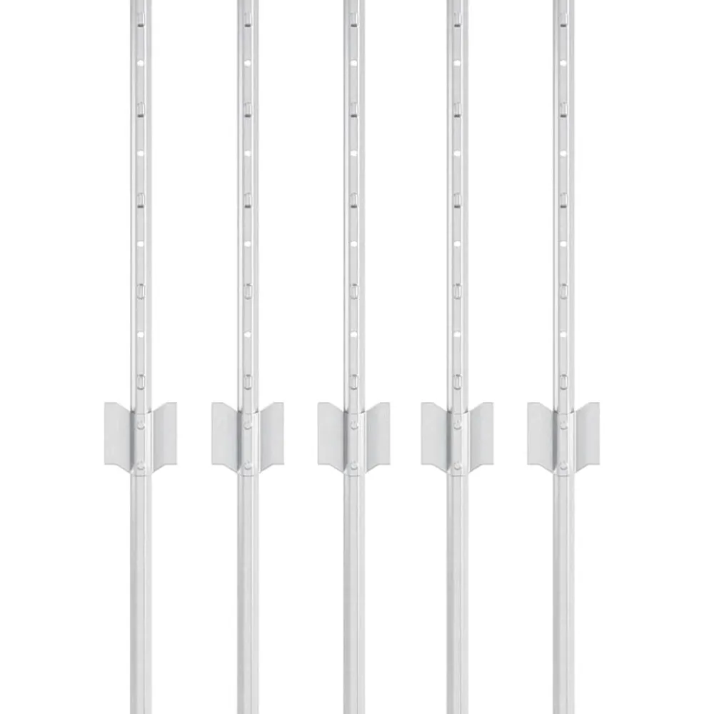vidaXL Poteau de clôture. 5 pcs Argenté 40 cm Acier