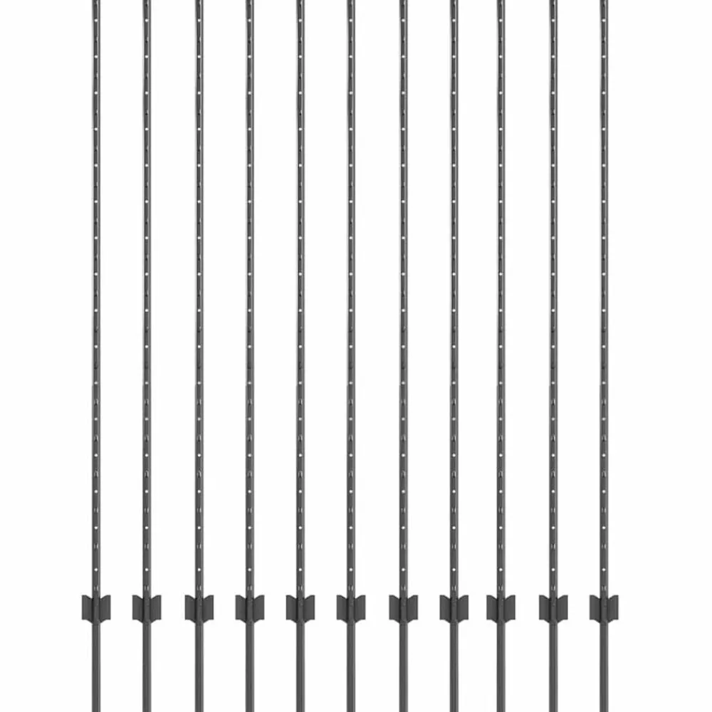 vidaXL Poteau de clôture. 11 pcs Gris 150 cm Acier