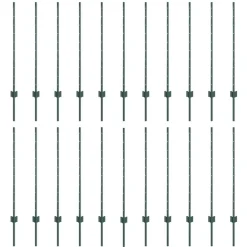 vidaXL Poteau de clôture. 22 pcs Vert 140 cm Acier
