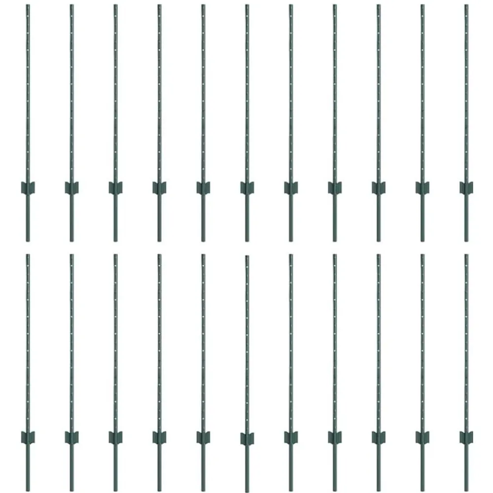 vidaXL Poteau de clôture. 22 pcs Vert 140 cm Acier