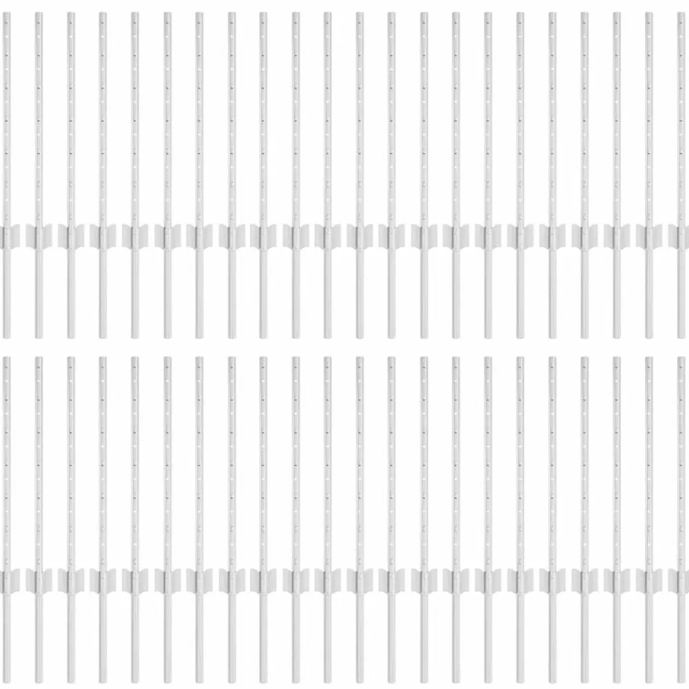 Clôtures & Barrières-vidaXL Poteau de clôture. 44 pcs Argenté 100 cm Acier Acier galvanisé/argent