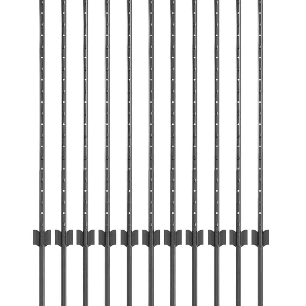 vidaXL Poteau de clôture. 11 pcs Gris 100 cm Acier