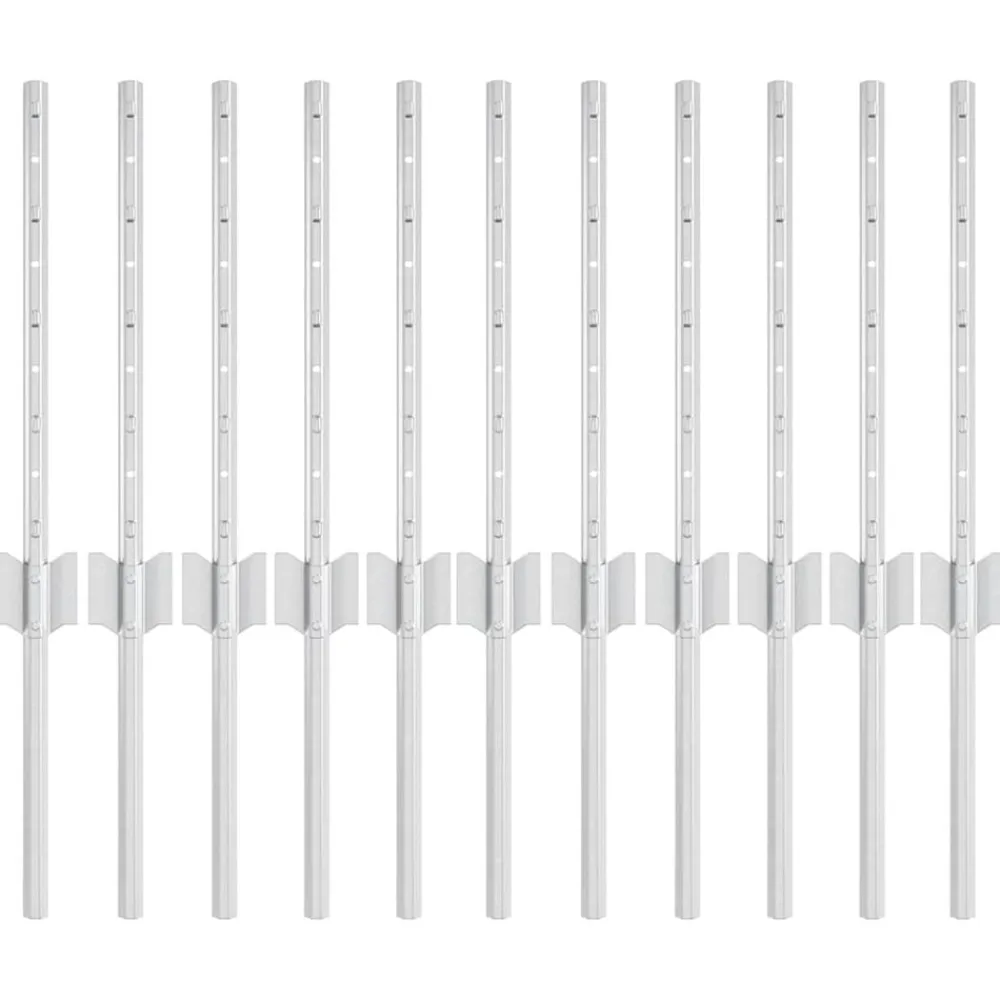 vidaXL Poteau de clôture. 11 pcs Argenté 40 cm Acier