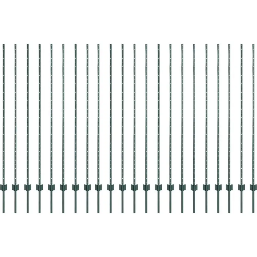 Clôtures & Barrières-vidaXL Poteau de clôture. 22 pcs Vert 200 cm Acier Acier/vert