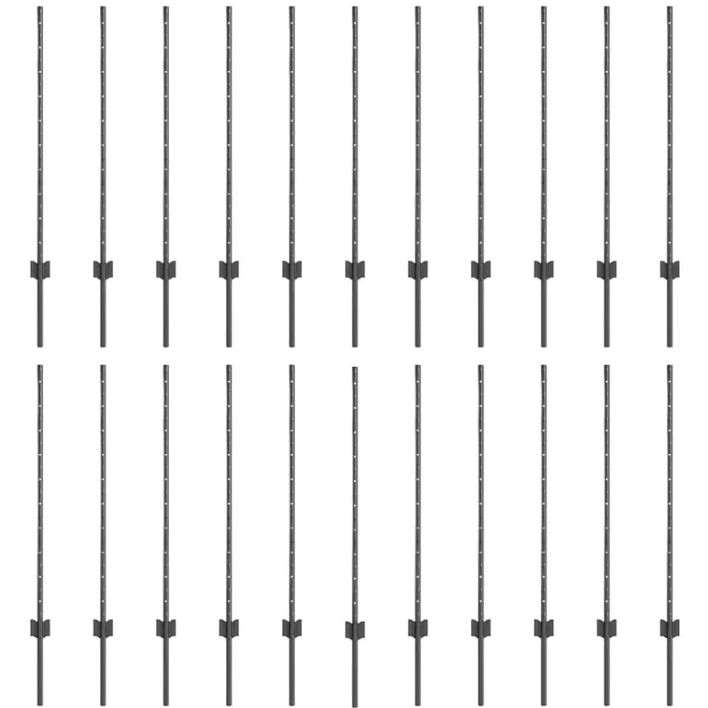 Clôtures & Barrières-vidaXL Poteau de clôture. 22 pcs Gris 140 cm Acier Acier/gris