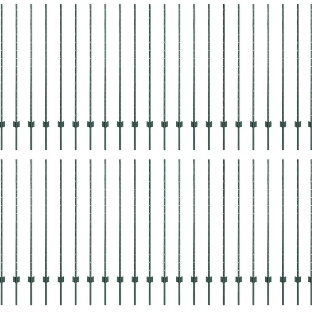 Clôtures & Barrières-vidaXL Poteau de clôture. 44 pcs Vert 180 cm Acier Acier/vert