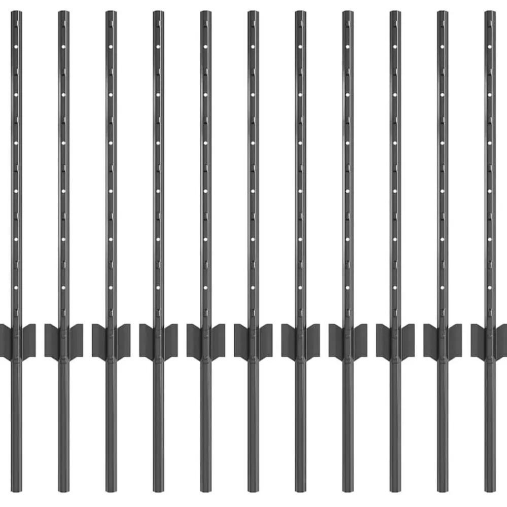 vidaXL Poteau de clôture. 11 pcs Gris 60 cm Acier