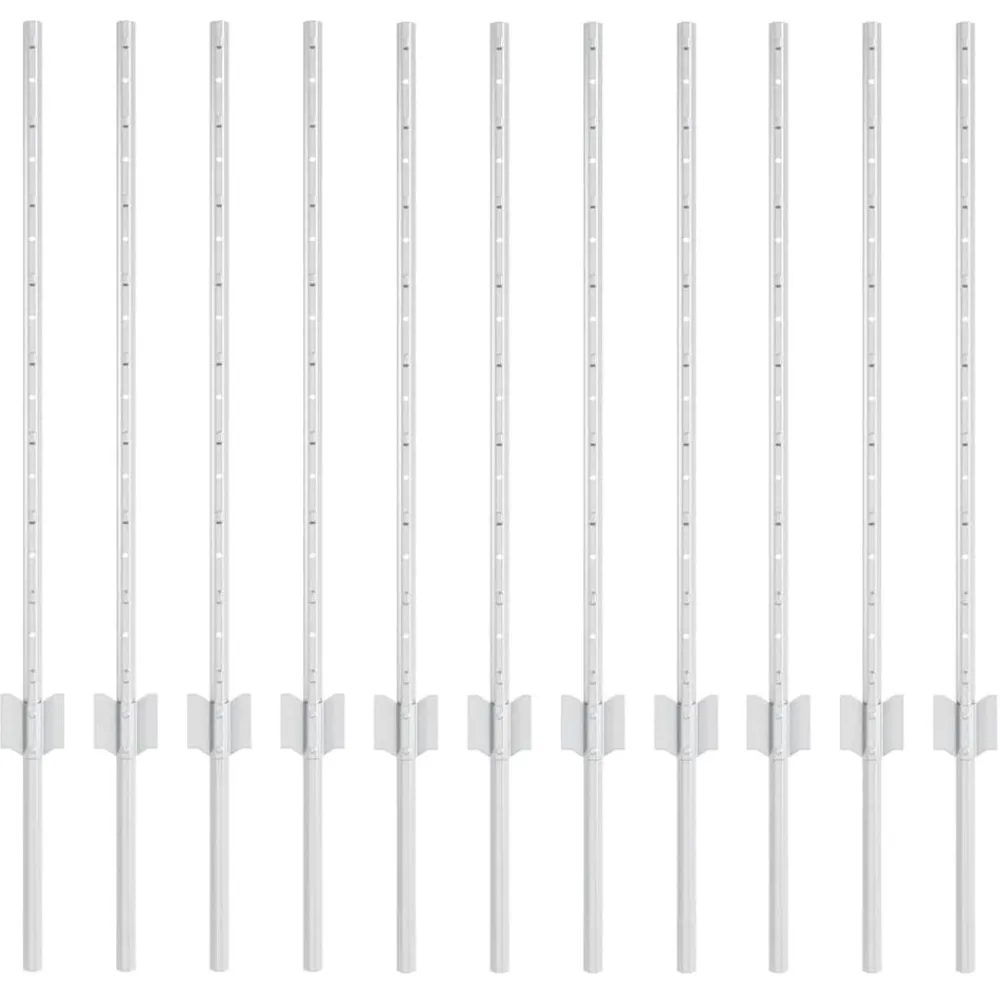 vidaXL Poteau de clôture. 11 pcs Argenté 80 cm Acier