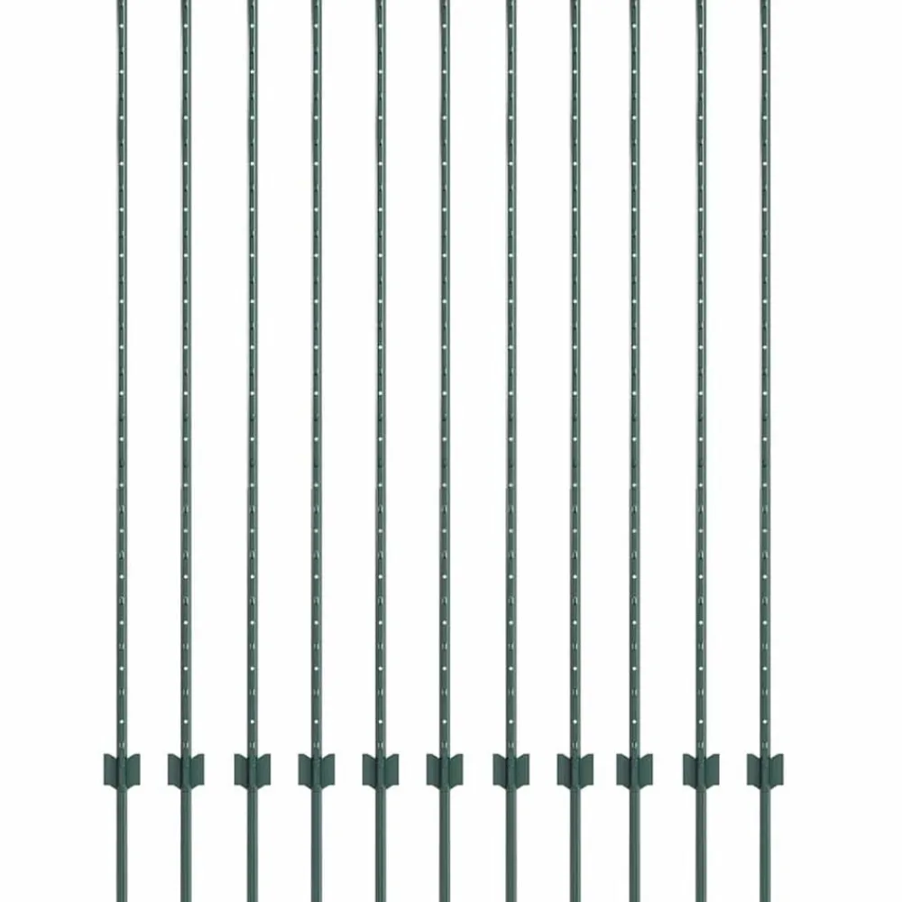 Clôtures & Barrières-vidaXL Poteau de clôture. 11 pcs Vert 150 cm Acier Acier/vert