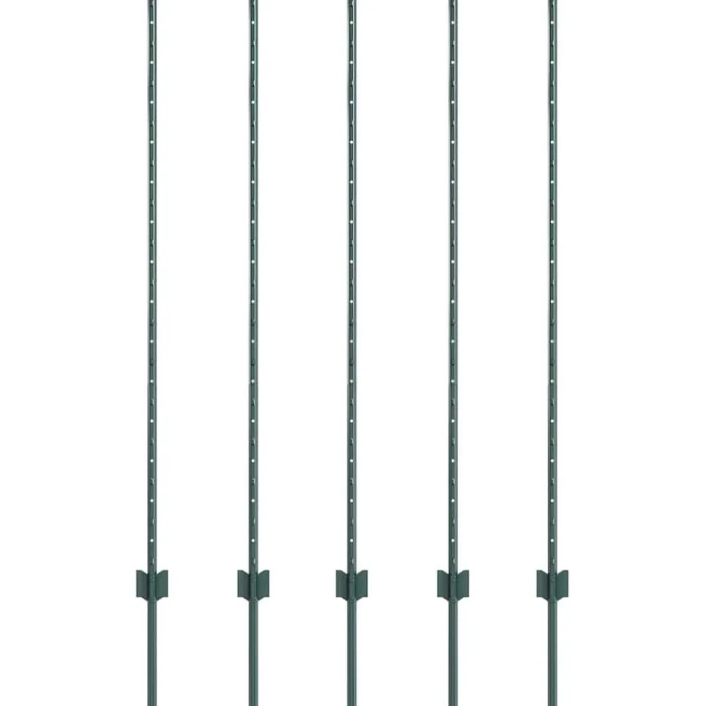 Clôtures & Barrières-vidaXL Poteau de clôture. 5 pcs Vert 140 cm Acier Acier/vert