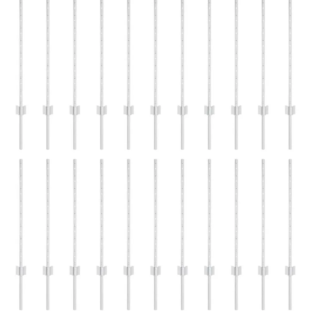 Clôtures & Barrières-vidaXL Poteau de clôture. 22 pcs Argenté 120 cm Acier Acier galvanisé/argent