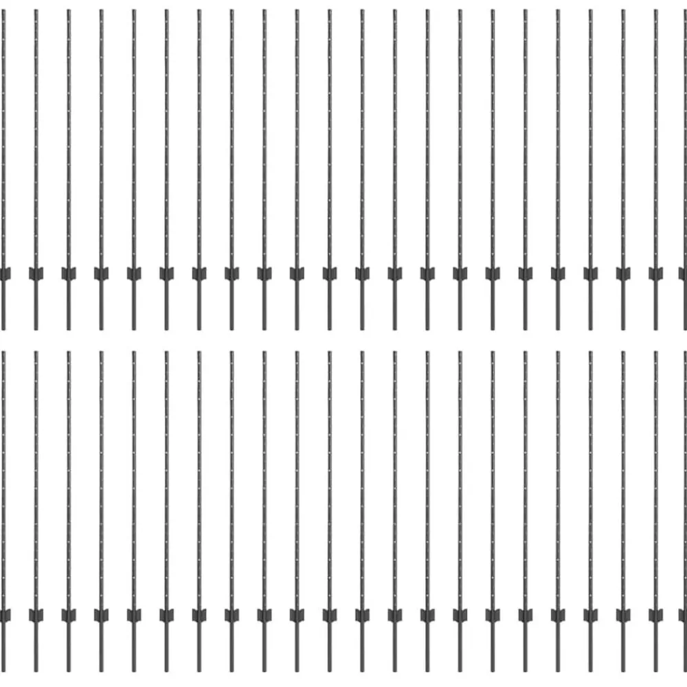 Clôtures & Barrières-vidaXL Poteau de clôture. 44 pcs Gris 180 cm Acier Acier/gris