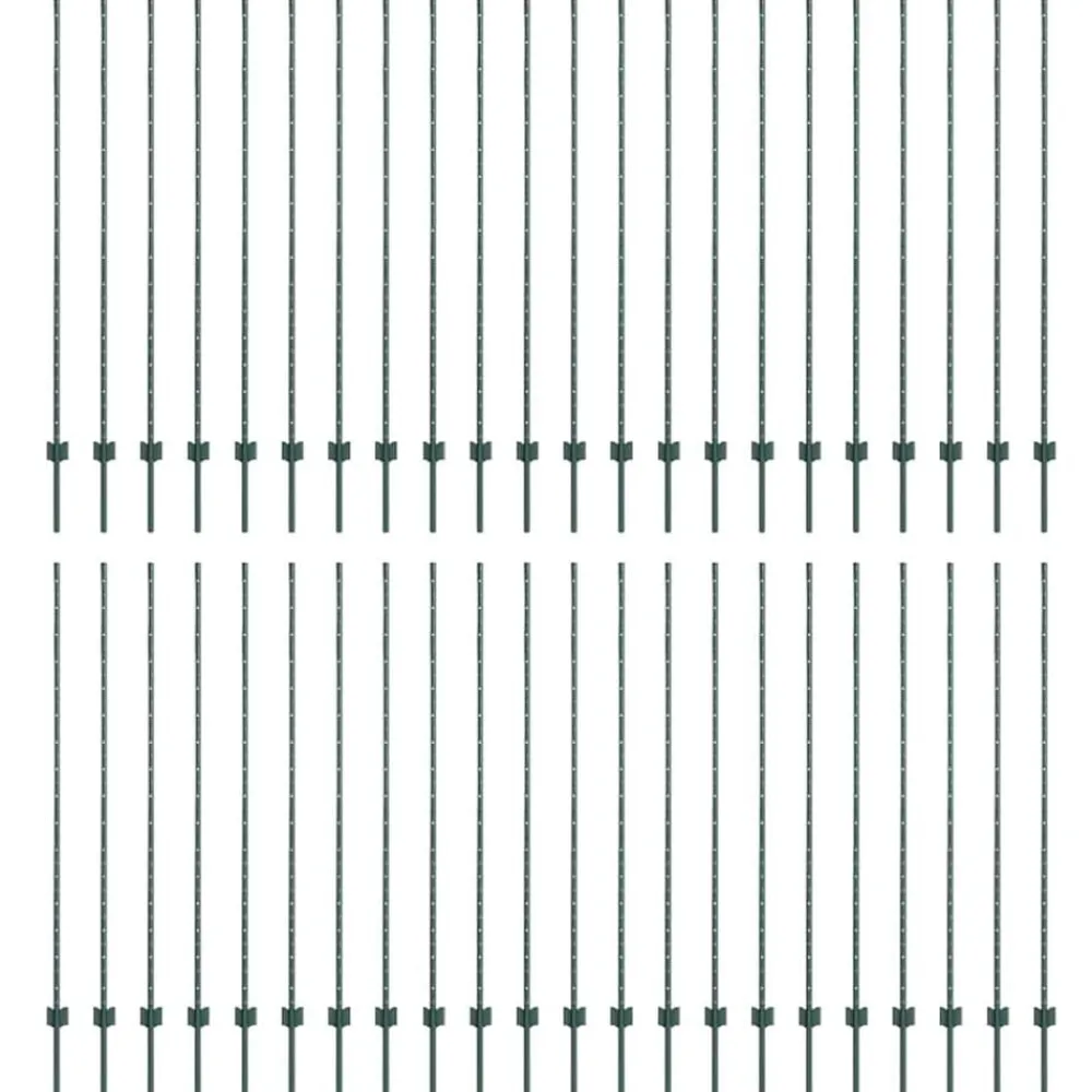Clôtures & Barrières-vidaXL Poteau de clôture. 44 pcs Vert 200 cm Acier Acier/vert