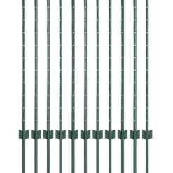 vidaXL Poteau de clôture. 11 pcs Vert 100 cm Acier