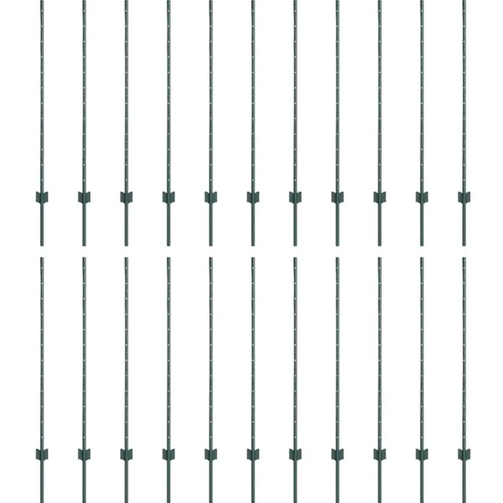 vidaXL Poteau de clôture. 22 pcs Vert 160 cm Acier