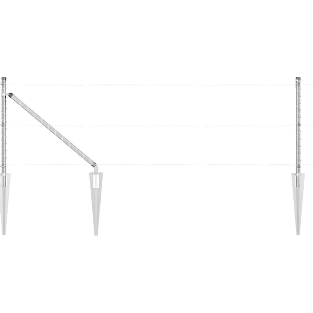 vidaXL Poteau de clôture. 7 pcs Argenté Acier