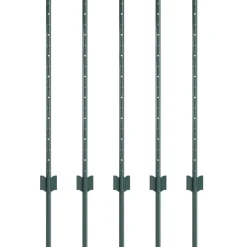 Clôtures & Barrières-vidaXL Poteau de clôture. 5 pcs Vert 120 cm Acier Acier/vert