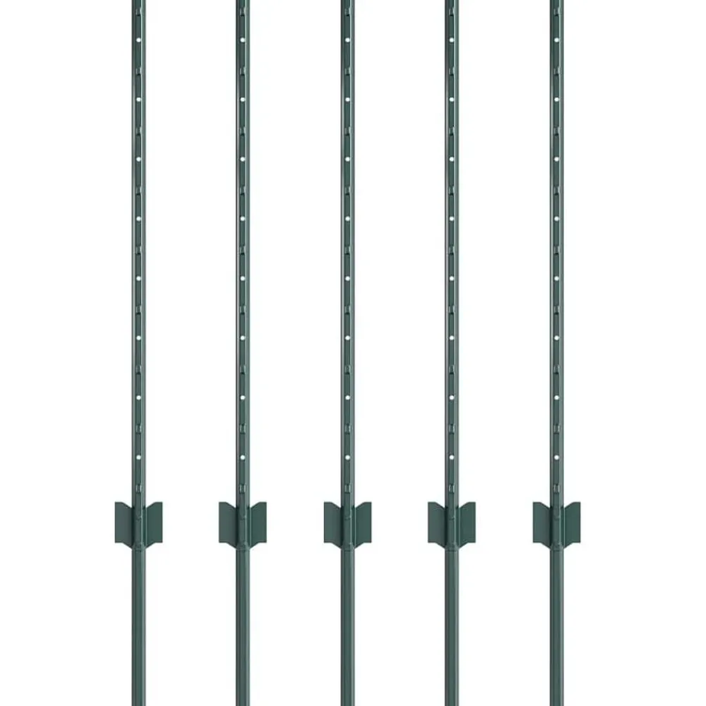 Clôtures & Barrières-vidaXL Poteau de clôture. 5 pcs Vert 120 cm Acier Acier/vert
