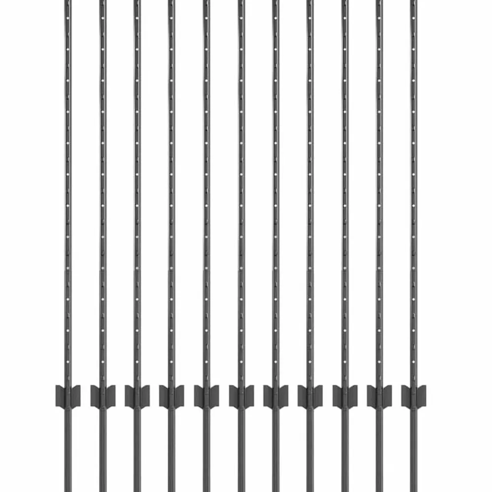 Clôtures & Barrières-vidaXL Poteau de clôture. 11 pcs Gris 120 cm Acier Acier/gris