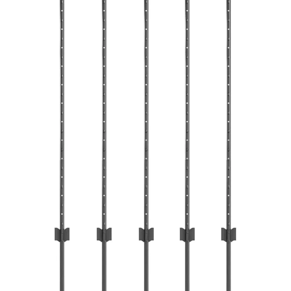 vidaXL Poteau de clôture. 5 pcs Gris 120 cm Acier