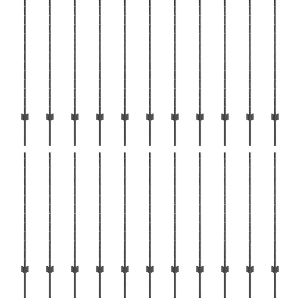 Clôtures & Barrières-vidaXL Poteau de clôture. 22 pcs Gris 160 cm Acier Acier/gris