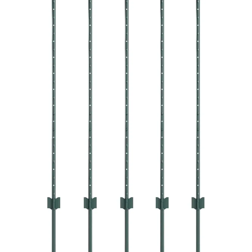 vidaXL Poteau de clôture. 5 pcs Vert 120 cm Acier