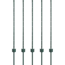 Clôtures & Barrières-vidaXL Poteau de clôture. 5 pcs Vert 140 cm Acier Acier/vert